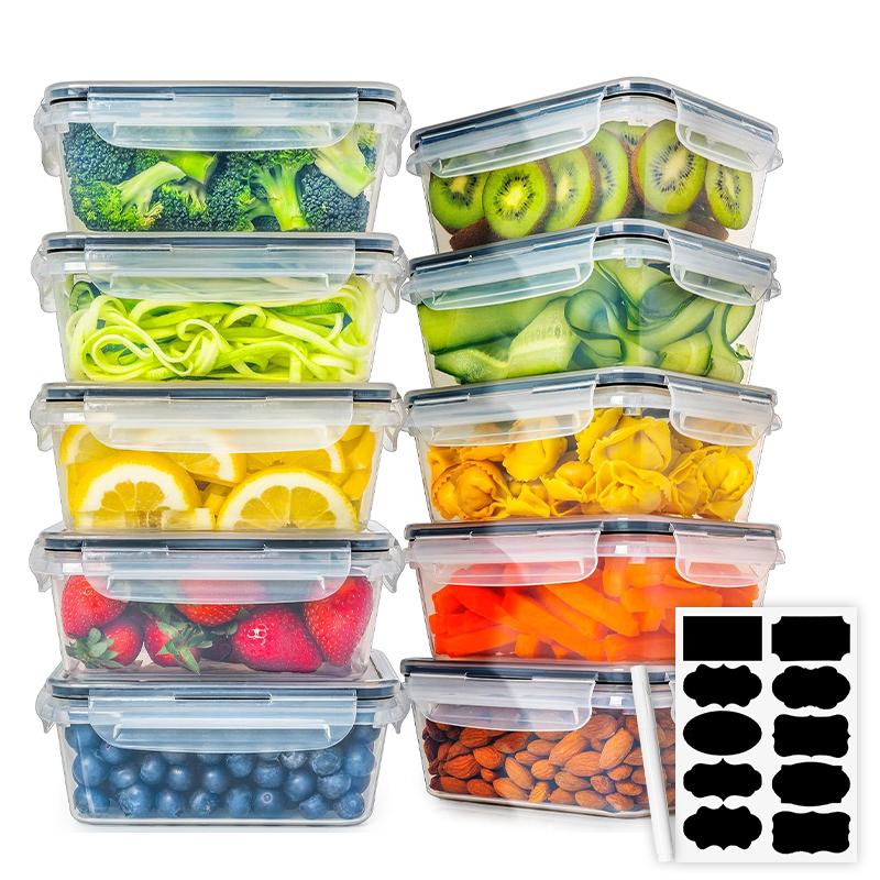 STORFEX 1000ml Plastic Food Containers with Lids - 10 Pack