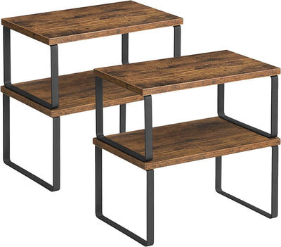 Songmics Set of 4 Counter Organizer with Metal Frame - Brown - VASAGLE