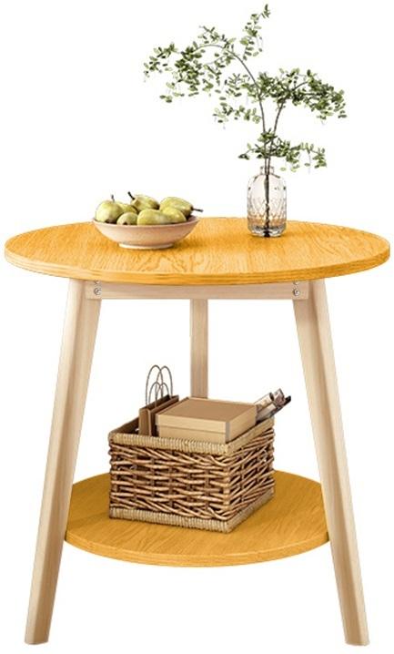 STORFEX Small Round End Table with Lower Shelf