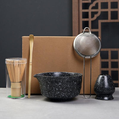Japanese Matcha Tea 5 Piece Gift Kit - Black - OZZYCOOK