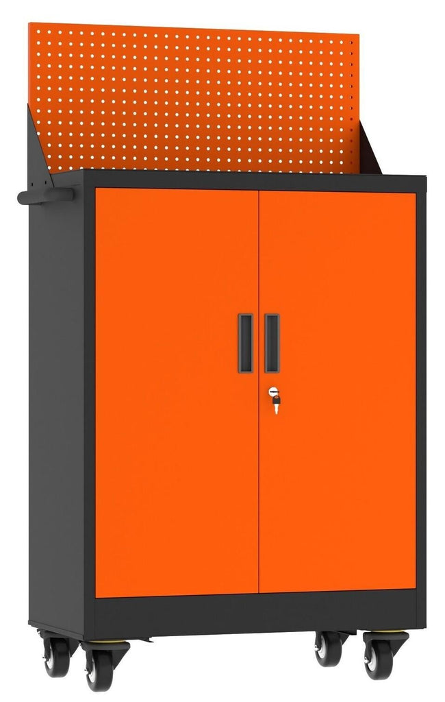 Fraser Country Milan Steel Tool Cart Cabinet - Orange & Black