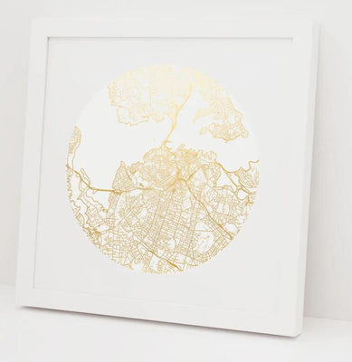 Auckland Mapscape Framed Foil Print (White) - 100% NZ