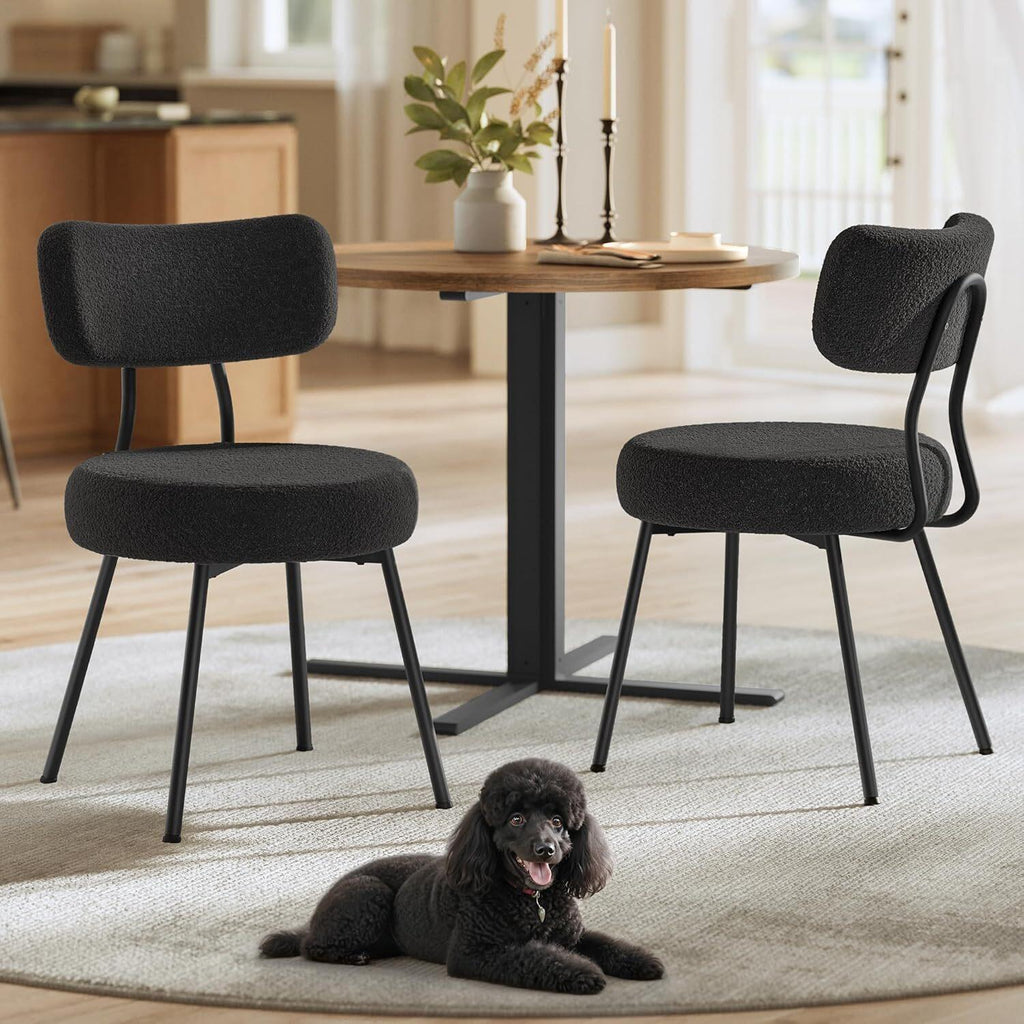 VASAGLE Dining Room Upholstered Chair with Fleece Surface Set of 2 - Black