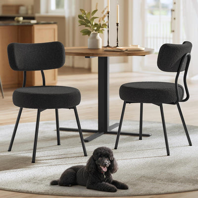 VASAGLE Dining Room Upholstered Chair with Fleece Surface Set of 2 - Black