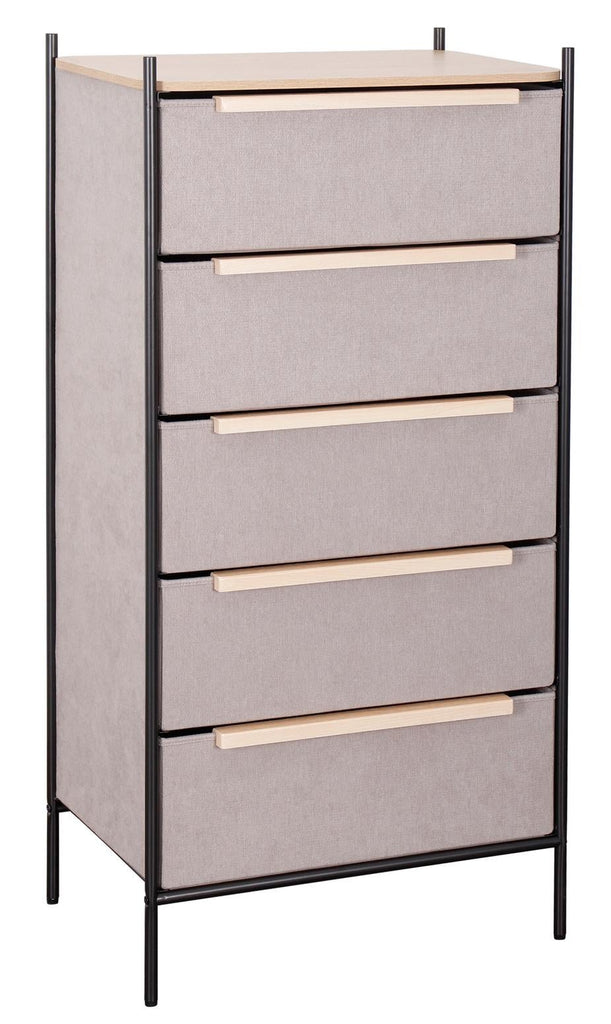 Fraser Country 5 Drawer Byra Dresser - Light Grey & Black