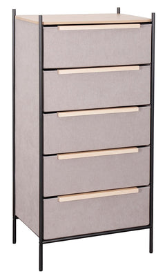 Fraser Country 5 Drawer Byra Dresser - Light Grey & Black