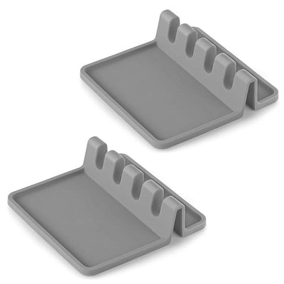 3 Pack Kitchen Silicone Utensil Rest - Grey