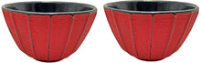 Load image into Gallery viewer, Teaology: Ribbed Red/Black Cast Iron Tea Cups - Set of 2 (120ml) - D.Line