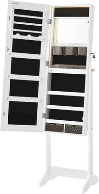 SONGMICS Standing Mirror Jewellery Cabinet - White