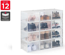 Load image into Gallery viewer, Ovela: Set of 12 Click Shoe Storage Box (Large, Clear/White)