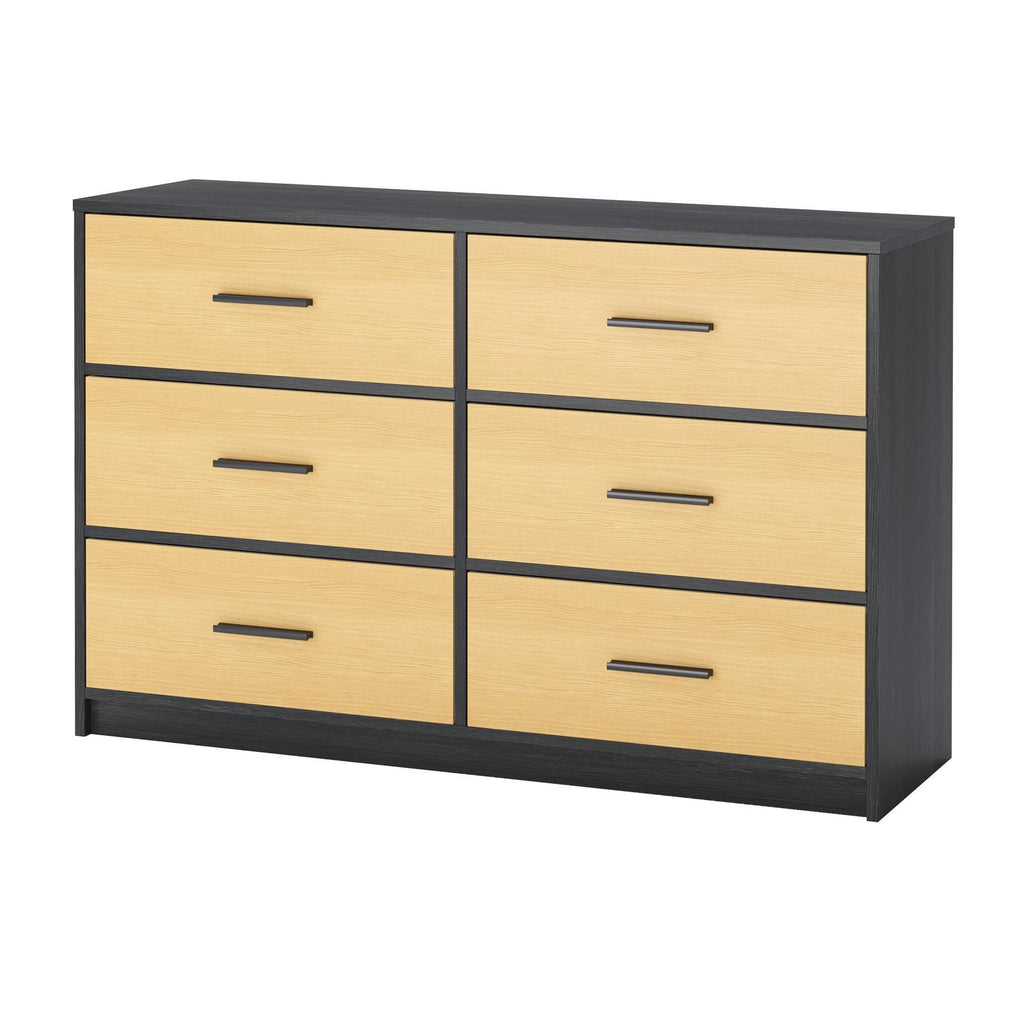 Fraser Country Lada Home 6 Drawer Storage Dresser - Black & Oak