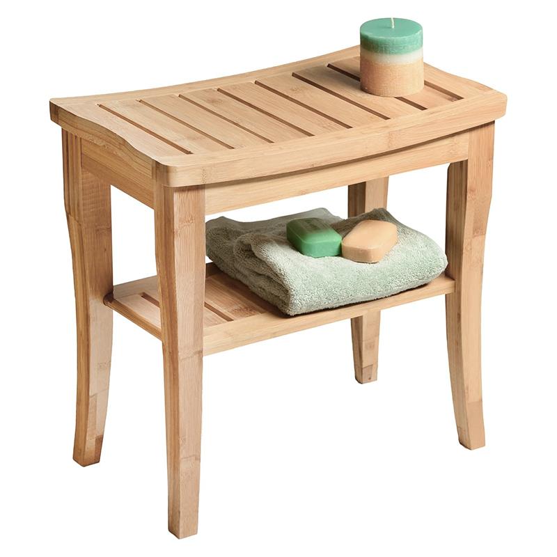 STORFEX 2-Tier Bamboo Shower Stool