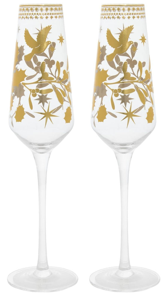 Maxwell & Williams: White Christmas Prosecco Glasses - Gold (Set of 2 - 240ml)
