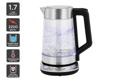 Kogan 1.7L Double Wall Glass Kettle with Digital Base