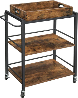 Vasagle Bar Trolley With Removable Tray - Rustic Brown
