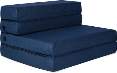 Fraser Country: Single - Tri-Fold Foam Folding Mattress and Sofa Bed (Navy)