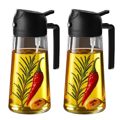OZZYCOOK 2 in 1 Oil Dispenser Bottle - Black Set of 2