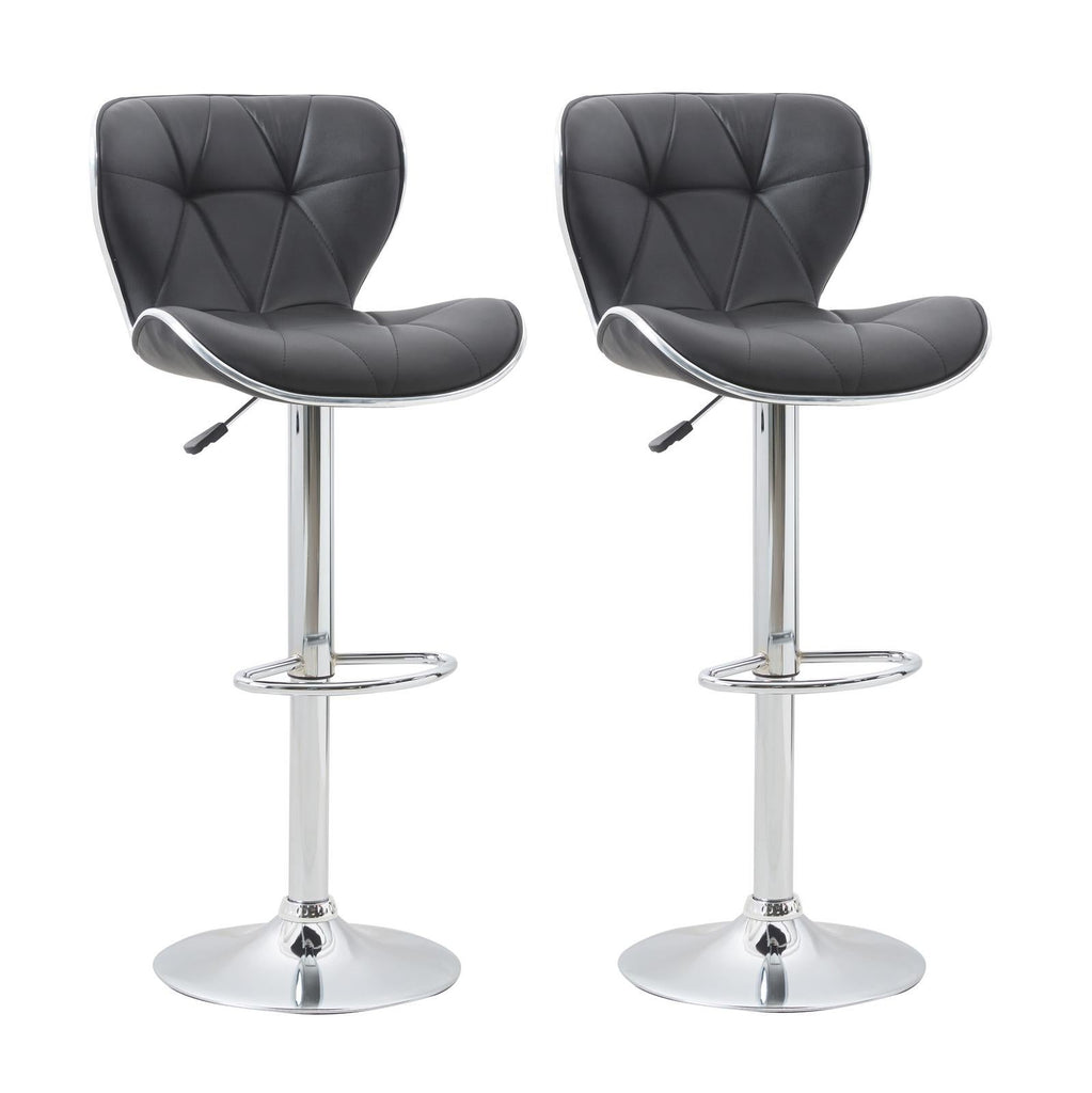 Fraser Country Adjustable Swivel High Back PU Leather Bar Stool (2/Pack) - Black
