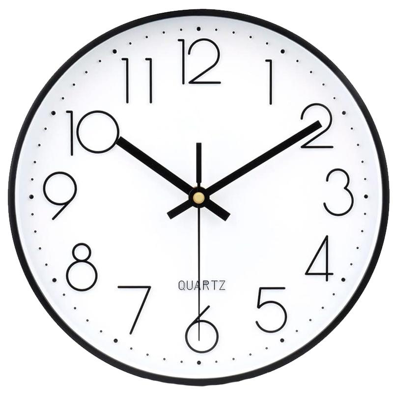 Battery Powered No-Tick Wall Clock - Black