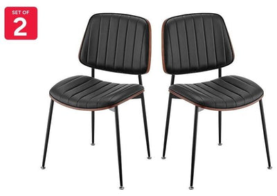 Shangri-La Moore Faux Leather Dining Chairs - Black (Set of 2)