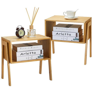 STORFEX: Bamboo Stackable End Tables (Set of 2)