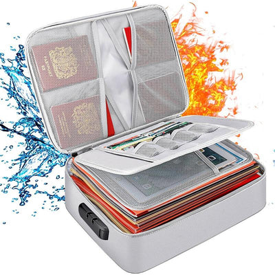 STORFEX Fireproof 3-Layer Document Organizer - Silver