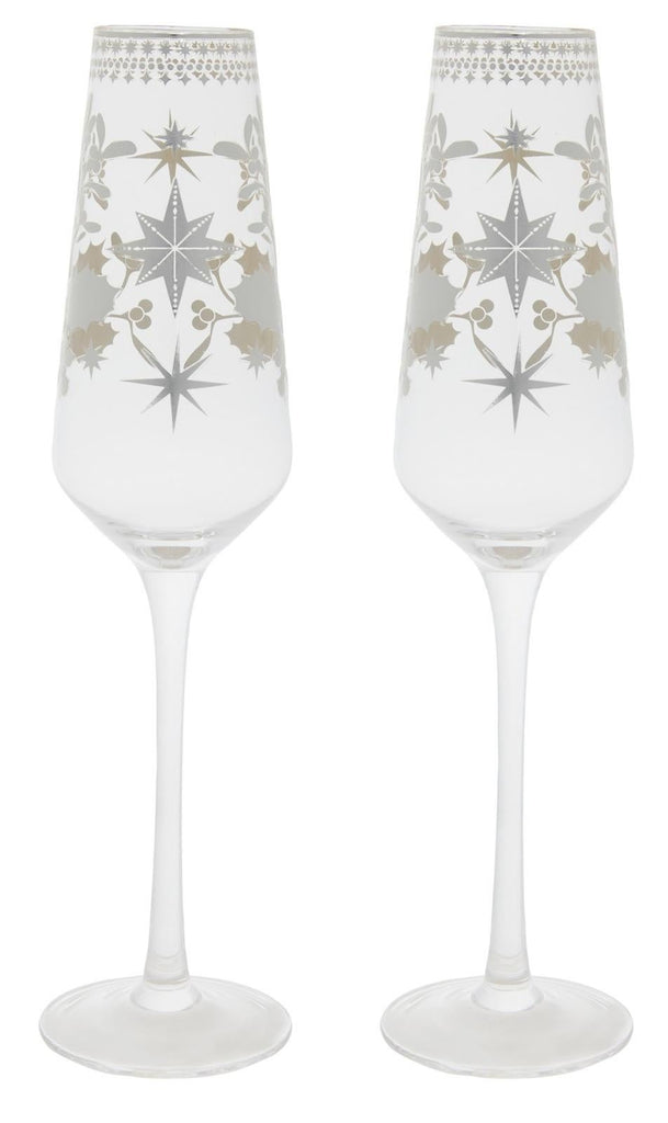 Maxwell & Williams: White Christmas Prosecco Glasses - Silver (Set of 2 - 240ml)