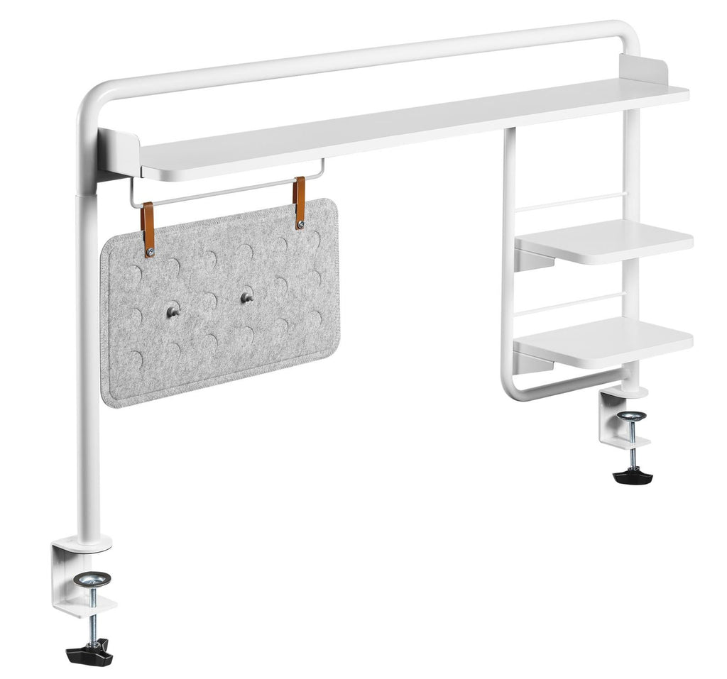 Gorilla Office Clamp On Shelf with Pegboard & Shelves -Matte White & White