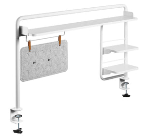 Gorilla Office Clamp On Shelf with Pegboard & Shelves -Matte White & White