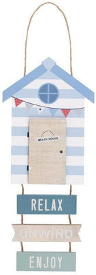 Relax Unwind Enjoy Beach Hut Hanging MDF Sign