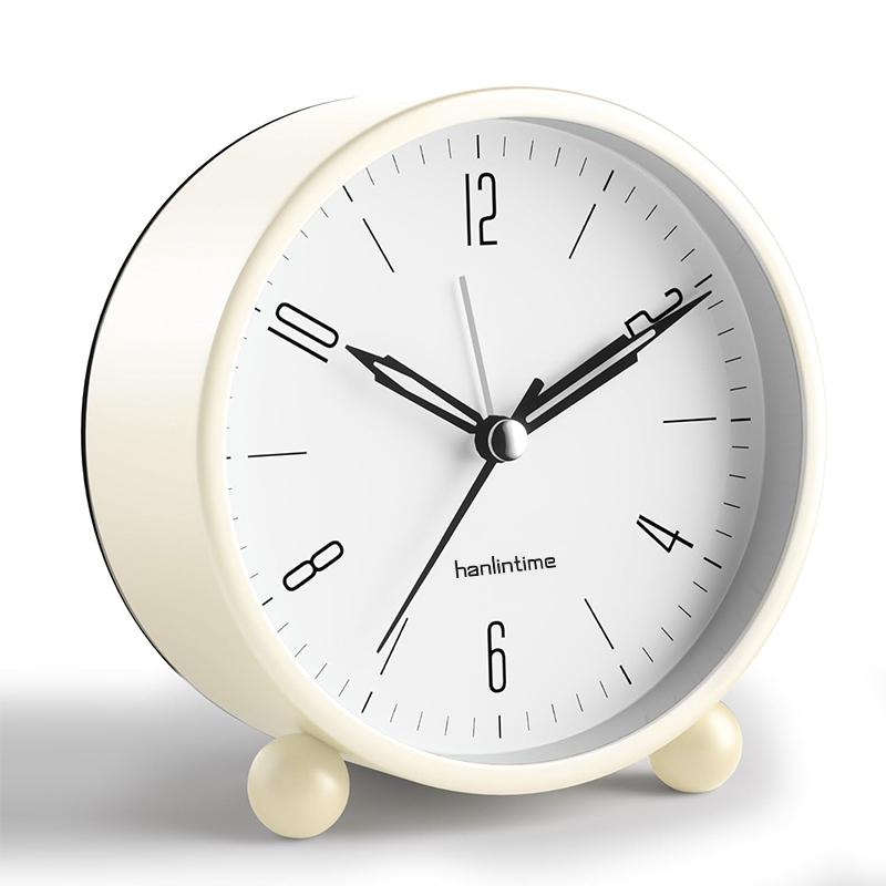 Non-Ticking Clock with Night Light - White