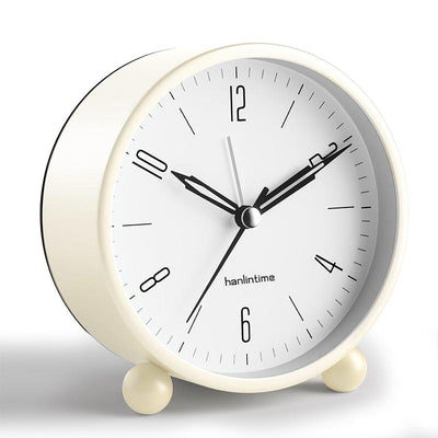Non-Ticking Clock with Night Light - White