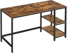 Load image into Gallery viewer, Vasagle 55&quot; Computer Desk with 2 Shelves - Rustic Brown