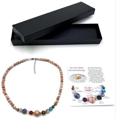 Solar System Necklace - Red Veined White Onyx