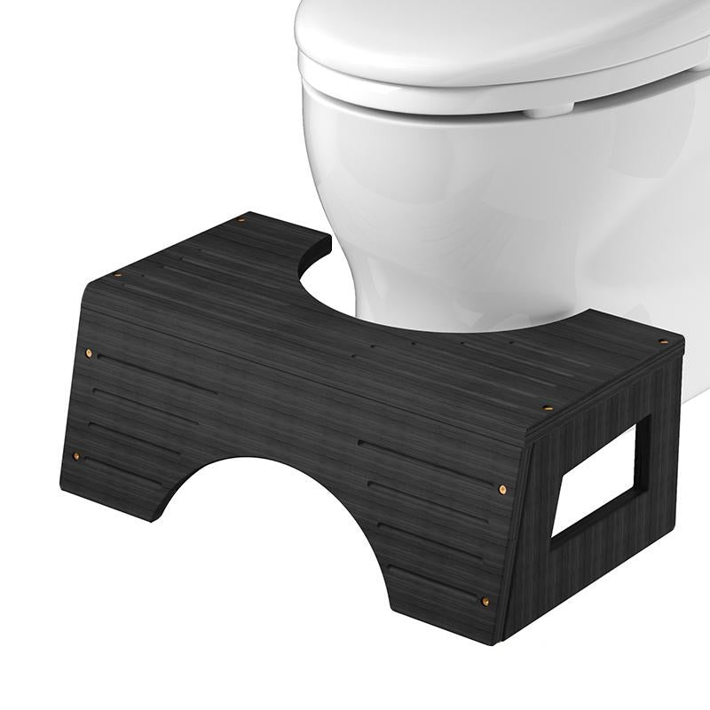 Non-Slip Bamboo Toilet Squat Stool - Black