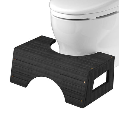 Non-Slip Bamboo Toilet Squat Stool - Black