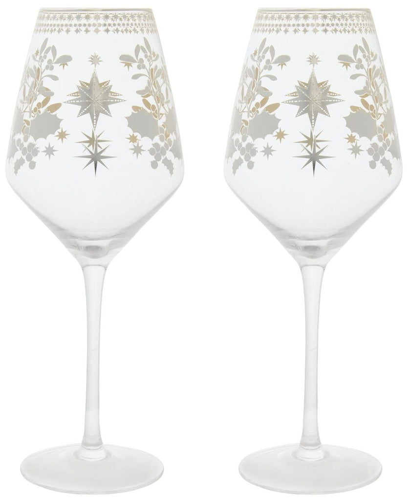 Maxwell & Williams: White Christmas Wine Glasses - Silver (Set of 2 - 500ml)