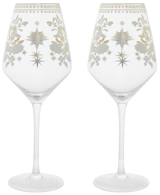 Maxwell & Williams: White Christmas Wine Glasses - Silver (Set of 2 - 500ml)