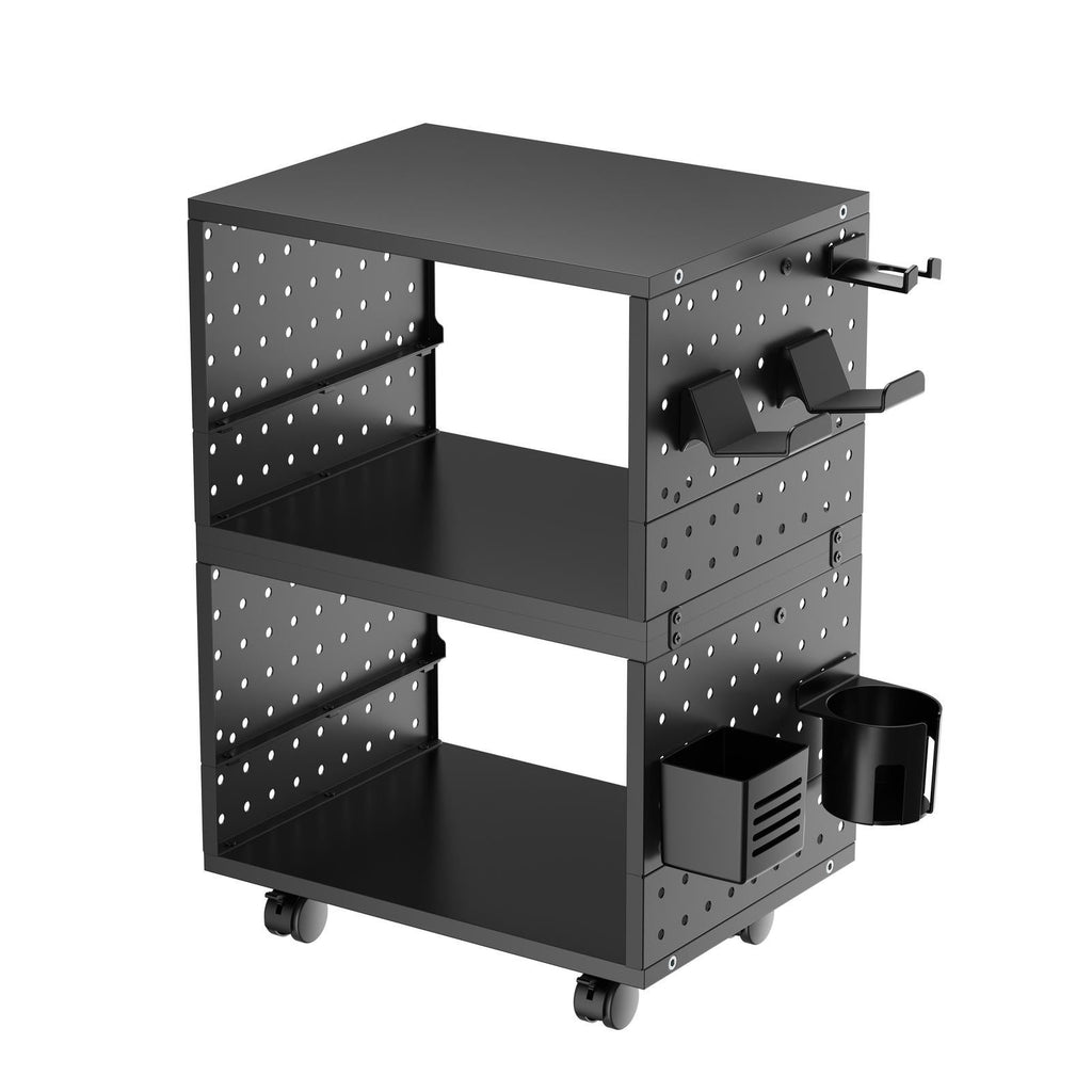 Gorilla Office - Storage Trolley With Pegboards & Accessories (Black )