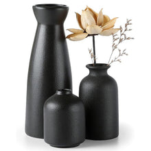 Load image into Gallery viewer, GREENYHAVEN Distressed Ceramic Vase - Black (Set of 3)