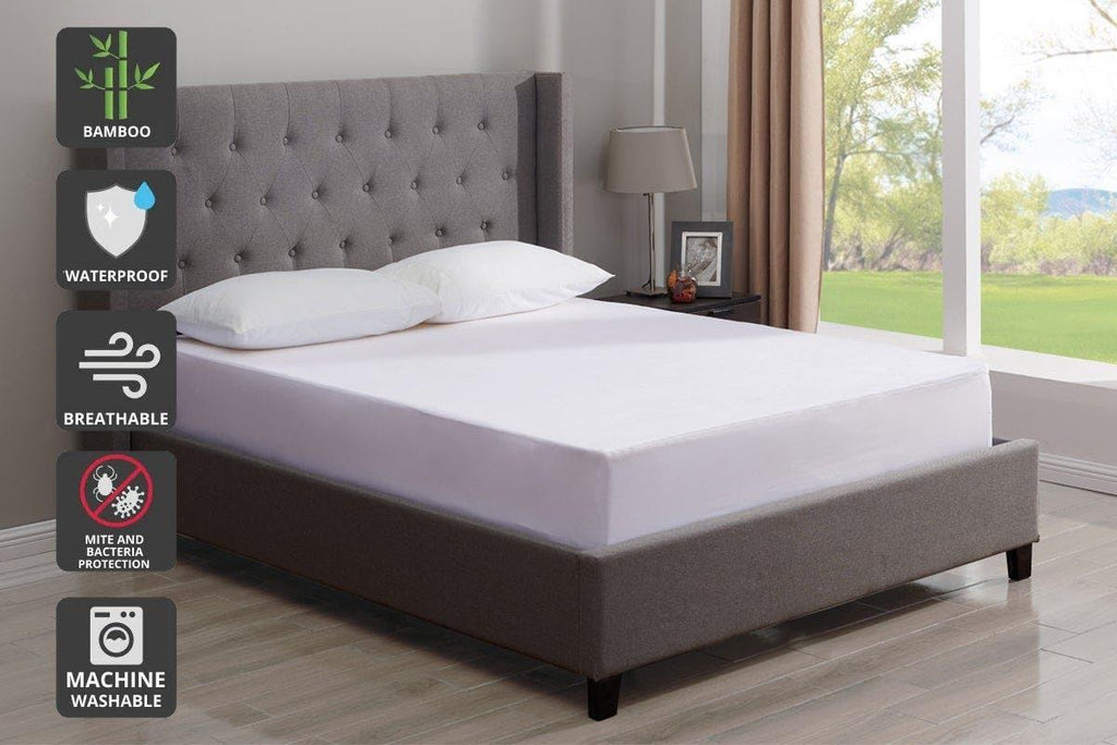 Ovela: Waterproof Bamboo Fitted Mattress Protector (Queen)