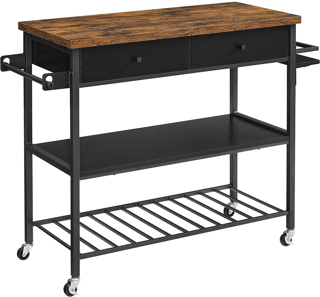 Vasagle Kitchen Island On Wheels - Rustic Brown / Black