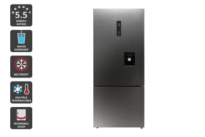 Kogan 412L Bottom Mount Fridge with Water Dispenser (Dark Stainless Steel)
