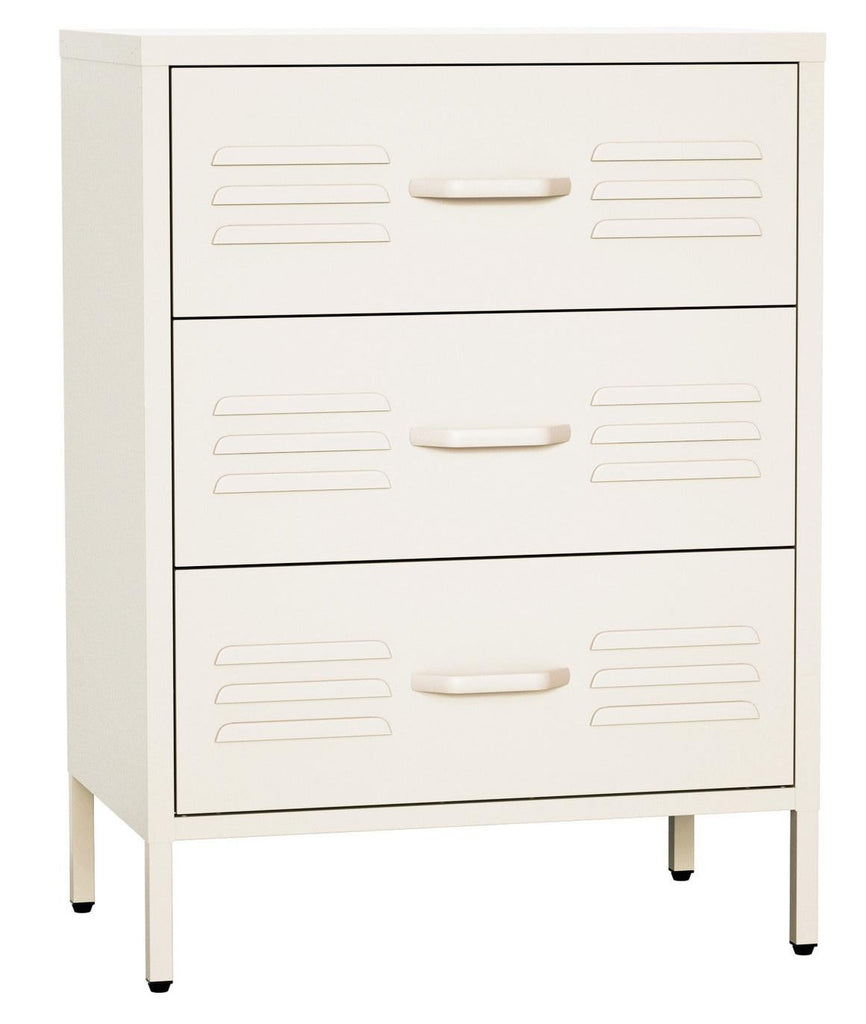 Fraser Country Milan Metal Storage Cabinet with 3 Drawers - Cream