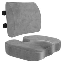 Load image into Gallery viewer, COMFEYA Memory Foam Seat Cushion and Lumbar Support Pillow - Gray