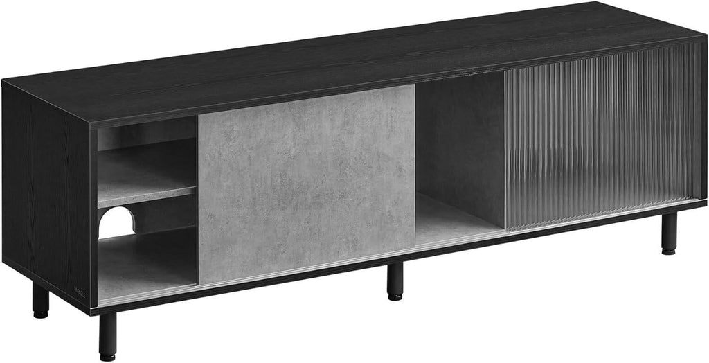 VASAGLE Superfast Toolless 1.40M TV Stand Cabinet - Ebony Black and Concrete Grey