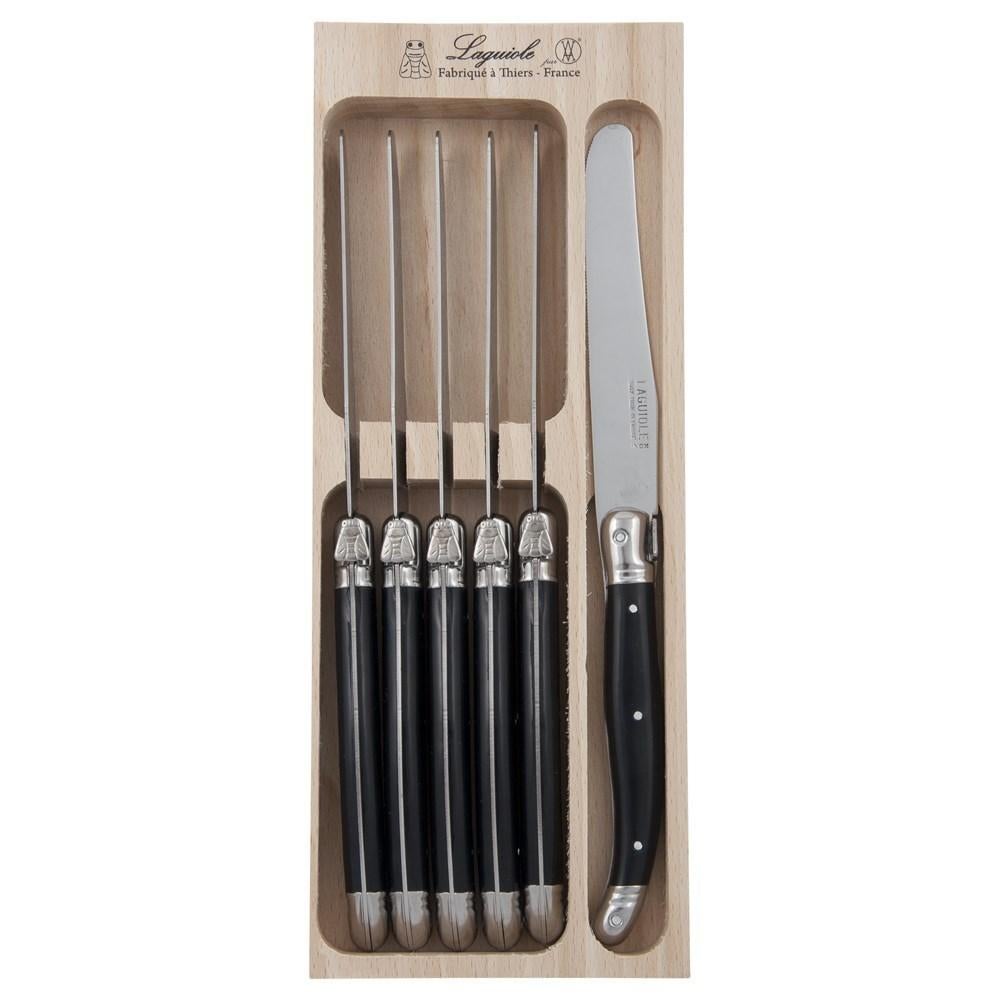 Andre Verdier Stainless Steel Table Knives - Black (Set of 6)