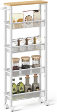 Load image into Gallery viewer, VASAGLE 5-Tier Slim Storage Rolling Cart - White