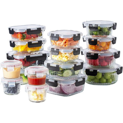 STORFEX 32-Piece Borosilicate Glass Food Container Set