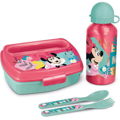 Disney: Minnie Lunchbox with Cutlery + Aluminium Bottle Set (400ml)